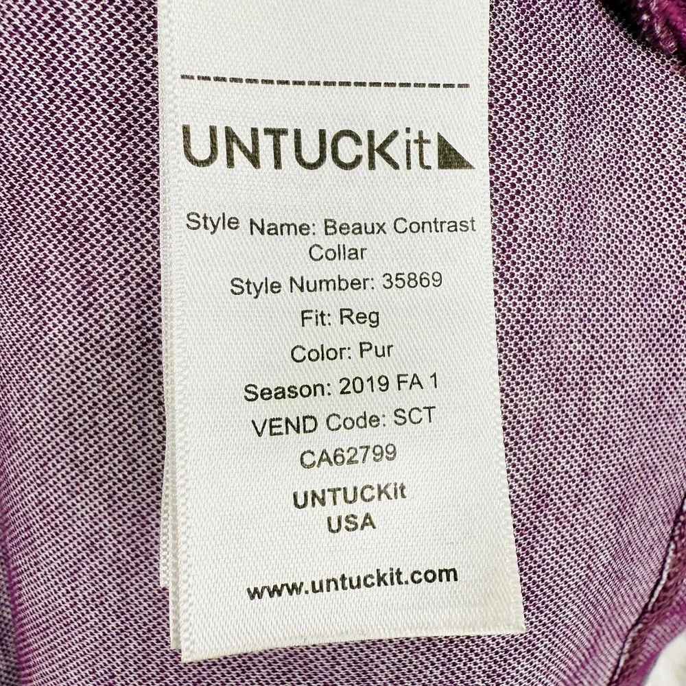 UNTUCKit Mens Beaux Contrast Collar Polo Size XL Long Sleeve‎ Pima Cotton Peru